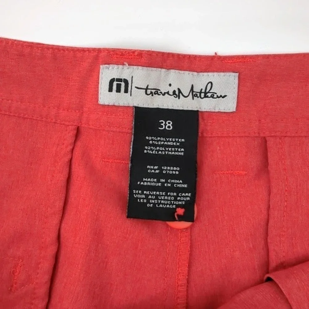TravisMathew Shorts Mens 38 Red Performance Golf Chino Flat Front Stretch *READ*